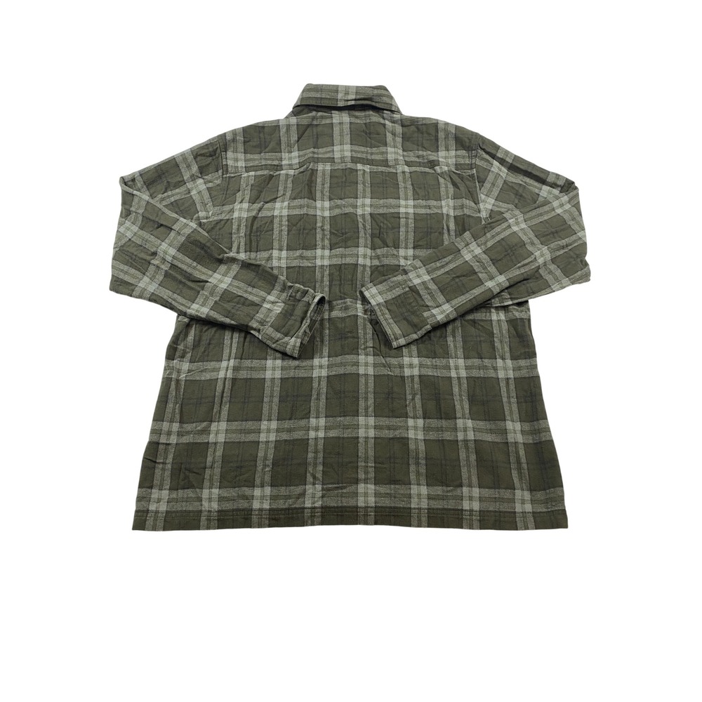 Banded Mens XL Plaid Flannel Button Down Shirt Olive Green Grey Long Sleeve - Picture 6 of 11